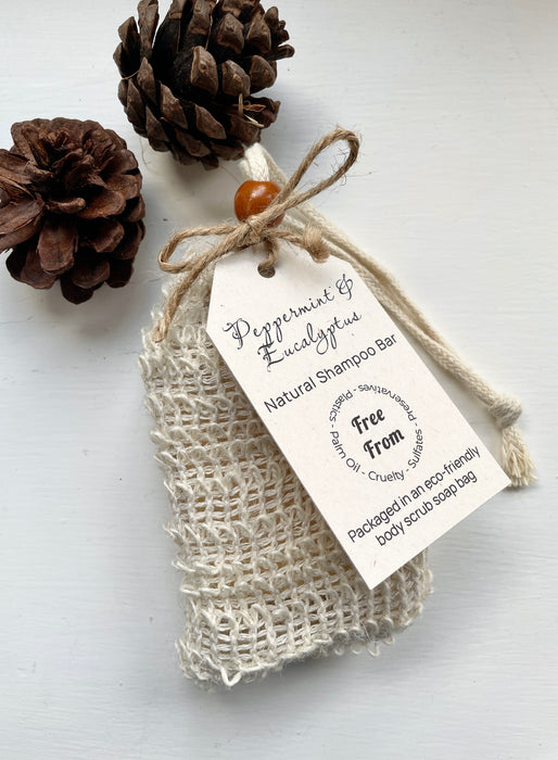 Peppermint & Eucalyptus Natural Shampoo Bar & Bag - Fernery Designs