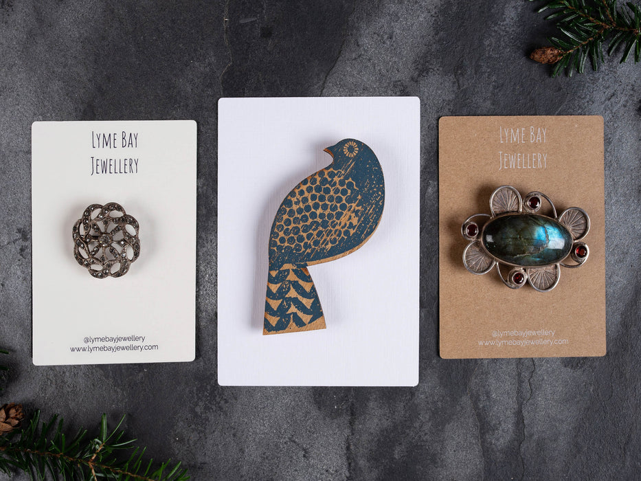 Custom Printed Brooch / Badge Display Cards 10cm x 7.5cm / c. 4” x 3” inches - Fernery Designs