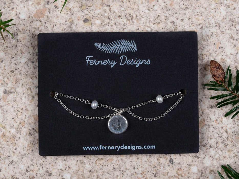 Custom Printed Bracelet Display Cards - Black with white printing - Fernery Designs