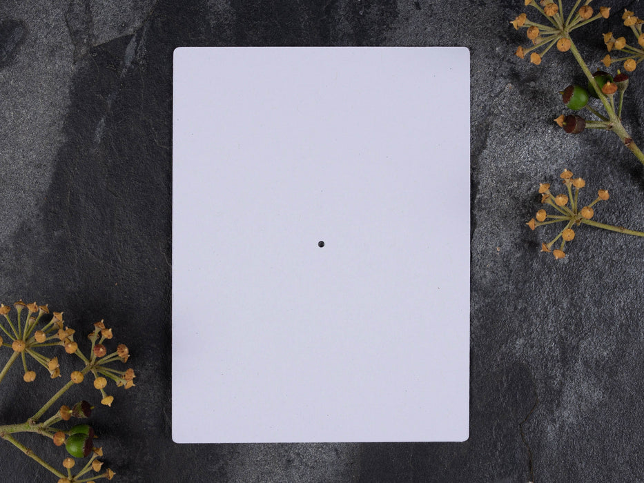 Pin Brooch / Single Stud Earring Display Cards 10cm x 7.5cm / c. 4” x 3” inches, 350gsm, White / Recycled White - Fernery Designs