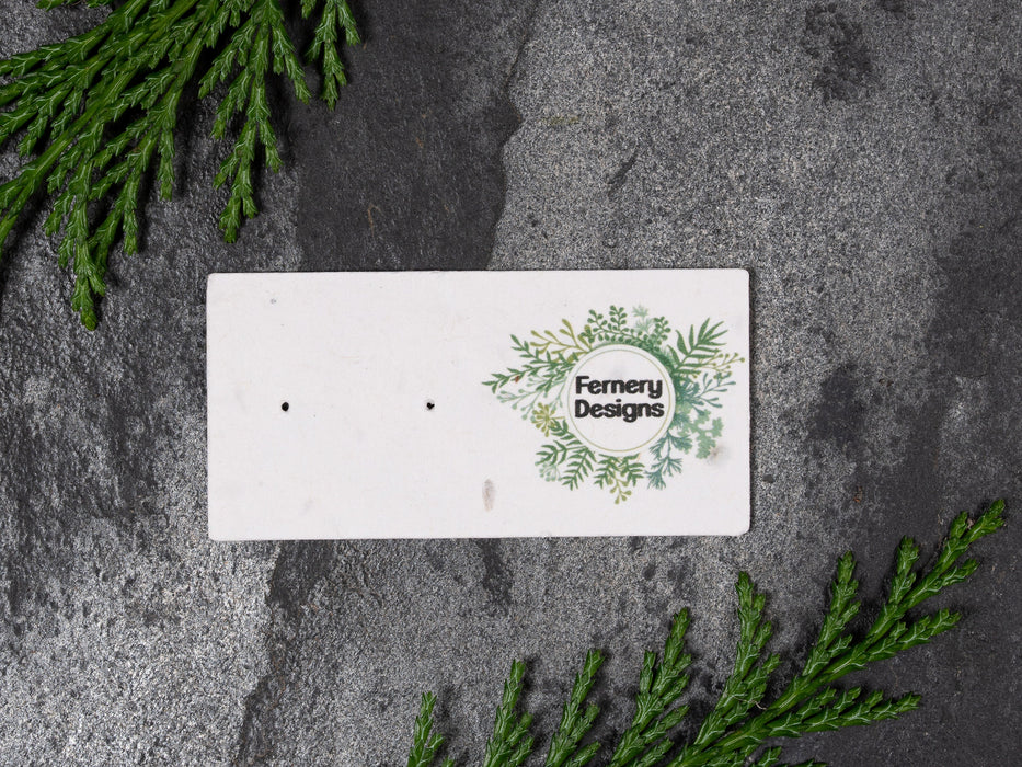 Custom Printed Wildflower Seed Display Cards for Stud Earrings 7.5cm x 3cm - Fernery Designs