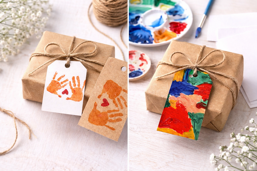 Small Children's Artwork Tags - eco friendly white or kraft - Fernery Designs