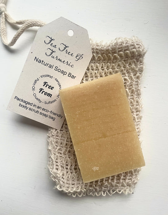 Tea Tree & Turmeric Natural Soap Bar & Bag