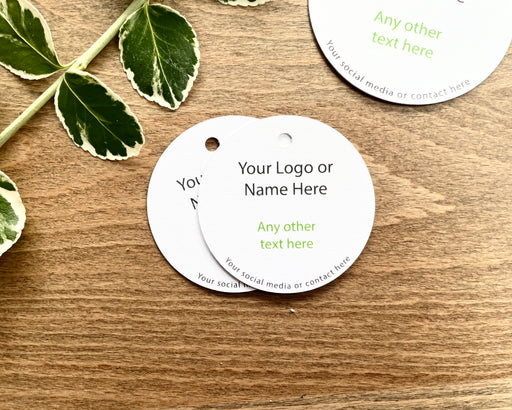 Custom Printed Small Round Tags - 5cm / 50mm - Fernery Designs