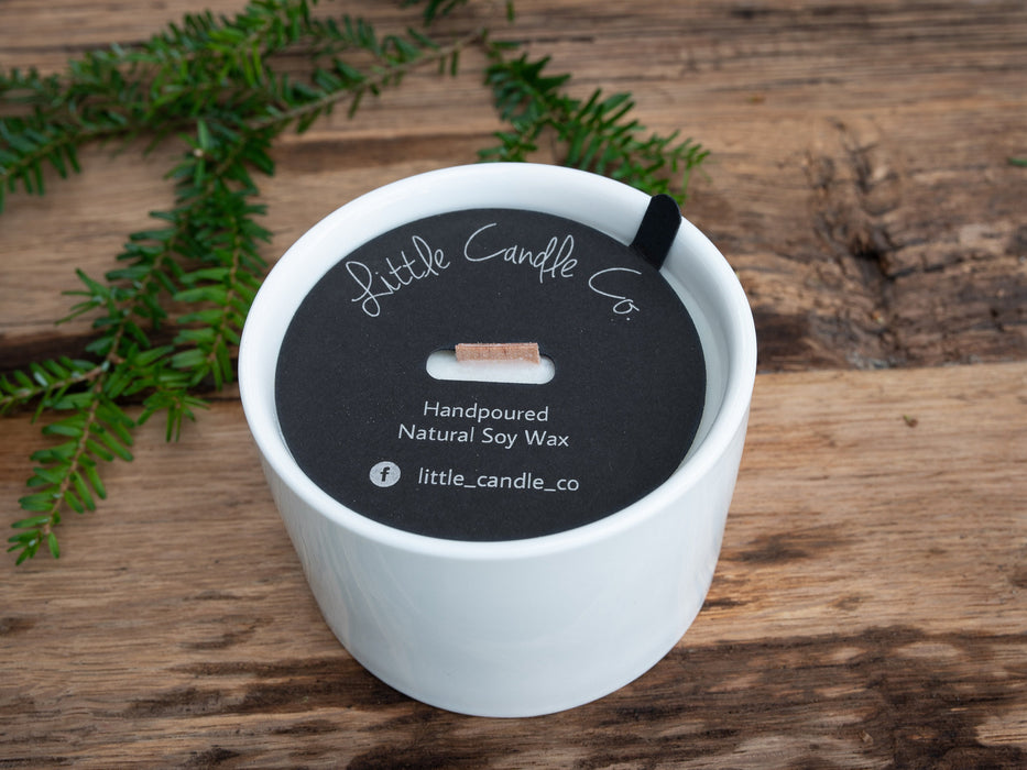 Custom Printed Black & White Candle Dust Covers for wooden wick - Fernery Designs