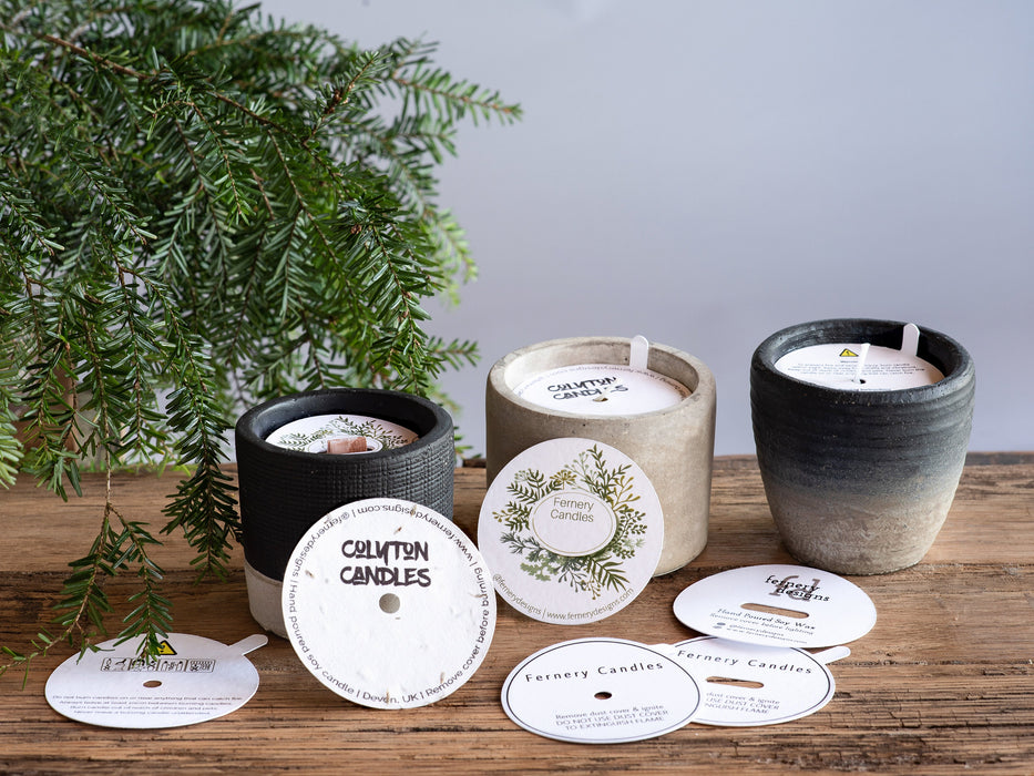 Custom Printed Candle Dust Covers for wooden wick - Fernery Designs