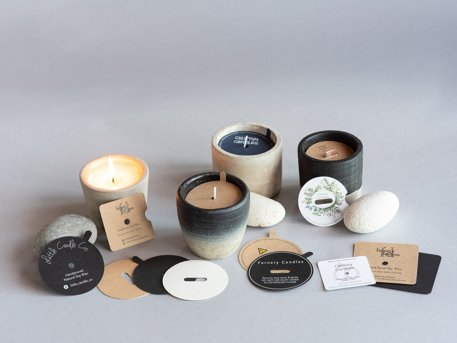 Custom Printed Square Candle Dust Covers for Wooden Wick - Fernery Designs