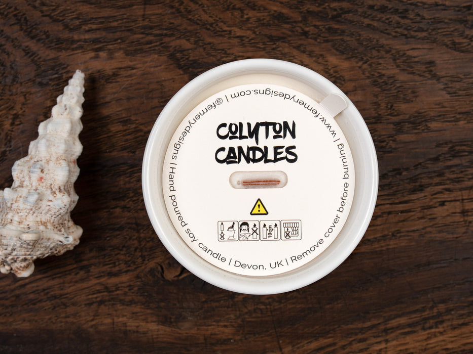 Customised Candle Warning & Burning Instruction Dust Covers - wooden wick - Fernery Designs