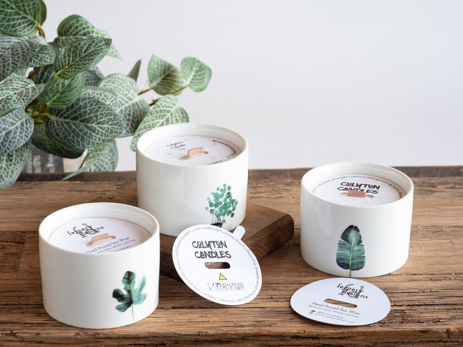 Custom Printed Candle Warning & Burning Instruction Dust Covers - cotton wick - Fernery Designs