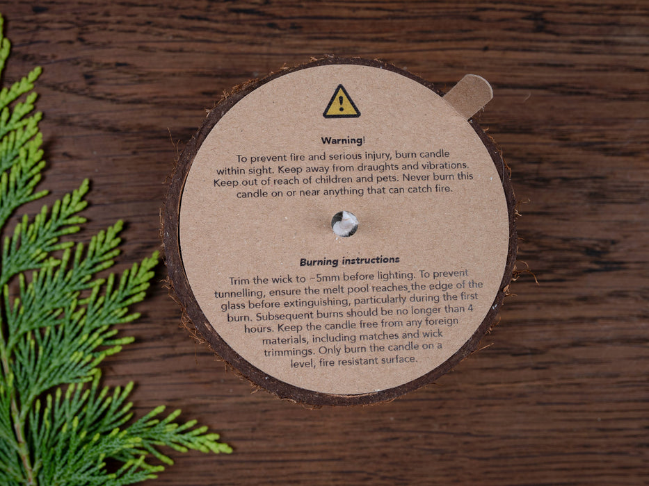 Candle Warning Dust Cover - Text only design, Kraft card - Fernery Designs