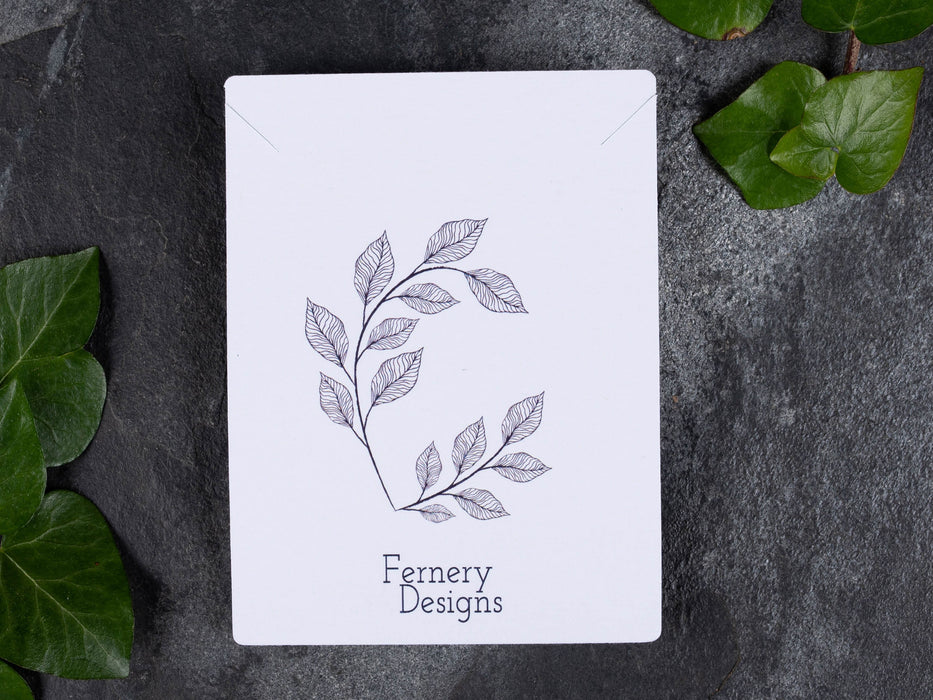 Custom Printed Necklace Display Cards 10cm x 7.5cm / c. 4” x 3” inches - Fernery Designs