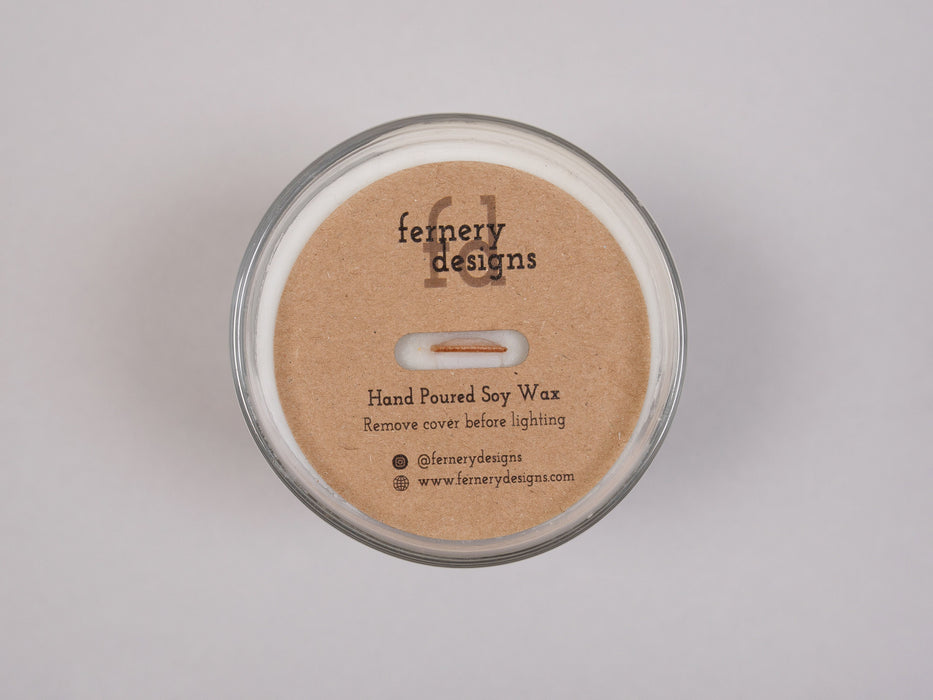 Custom Printed Kraft Candle Dust Covers for wooden wick - Fernery Designs