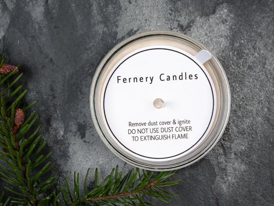 Custom Printed Candle Dust Covers - cotton wick - Fernery Designs