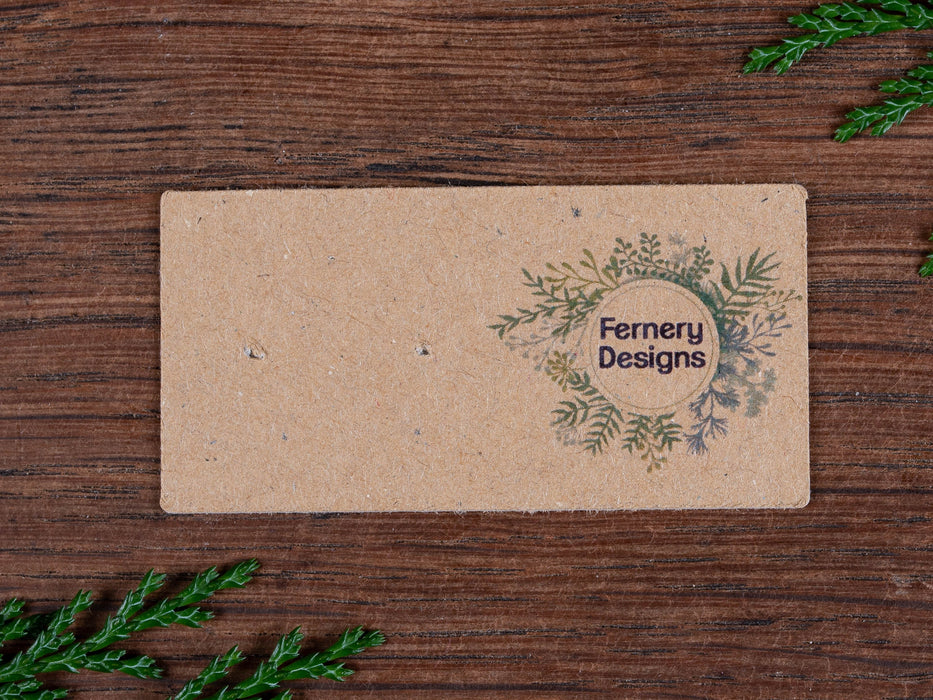 Custom Printed Small Stud Earring Display Cards - ECO Kraft Card, White or Black/Colour print - Fernery Designs