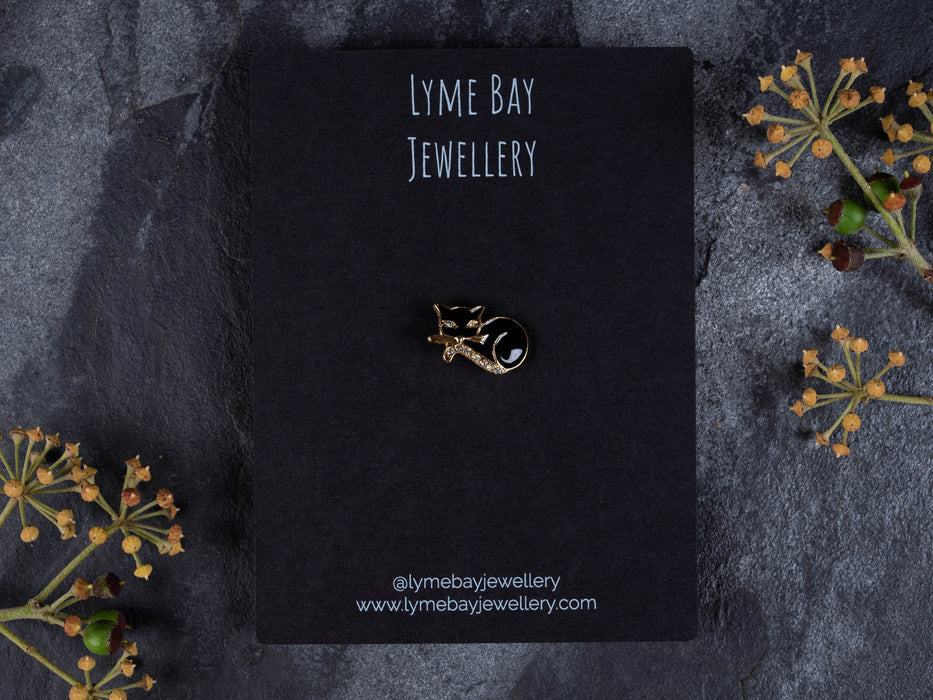 Custom Printed Black Pin Brooch Display Cards 10cm x 7.5cm / c. 4” x 3” inches - Fernery Designs