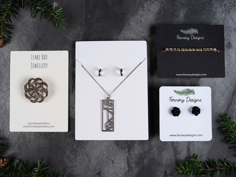 Custom Printed Brooch / Badge Display Cards 10cm x 7.5cm / c. 4” x 3” inches - Fernery Designs