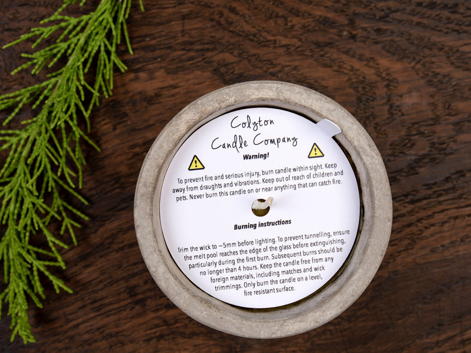 Custom Printed Candle Warning & Burning Instruction Dust Covers - cotton wick - Fernery Designs