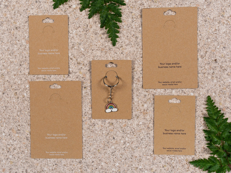 Large Custom Printed Kraft Keyring Display Cards - Fernery Designs