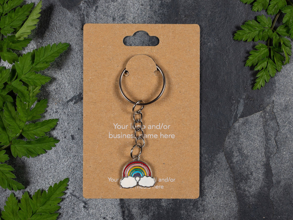 Custom White Printed Kraft Keyring Display Cards - Fernery Designs