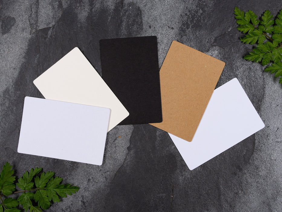 Blank Earring / Brooch / Badge Display Cards c.9cm x 6cm - White / Kraft / Black / Ivory - Fernery Designs