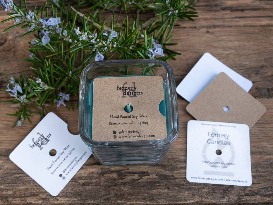 Custom Printed Square Kraft Candle Dust Covers for Cotton Wick - Fernery Designs