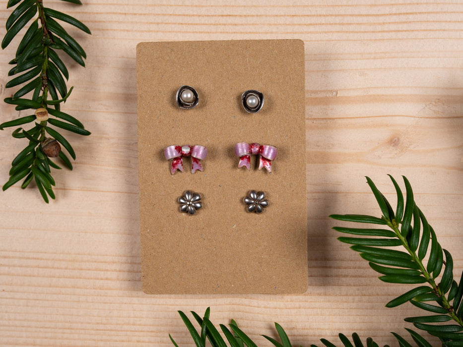 Triple Stud Earring Kraft Display Cards - ECO Kraft Card - Fernery Designs