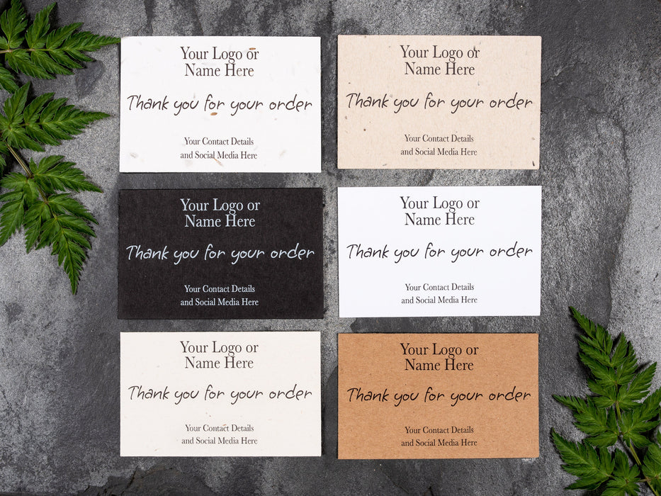 ECO Kraft Customised 'Thank you for your order' Cards / Business Cards - Fernery Designs