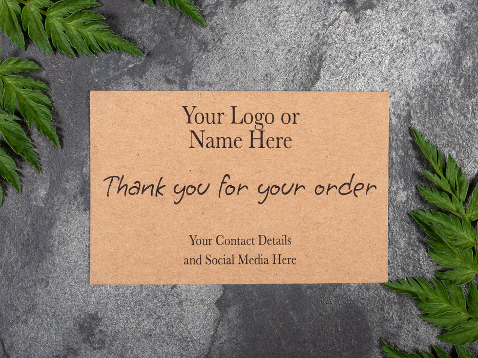 ECO Kraft Customised 'Thank you for your order' Cards / Business Cards - Fernery Designs