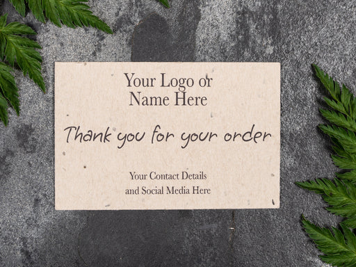 Super Eco Natural Custom Printed 'Thank you for your order' Wildflower Seeded Business Cards 230gsm - Twice Recycled Material! - Fernery Designs