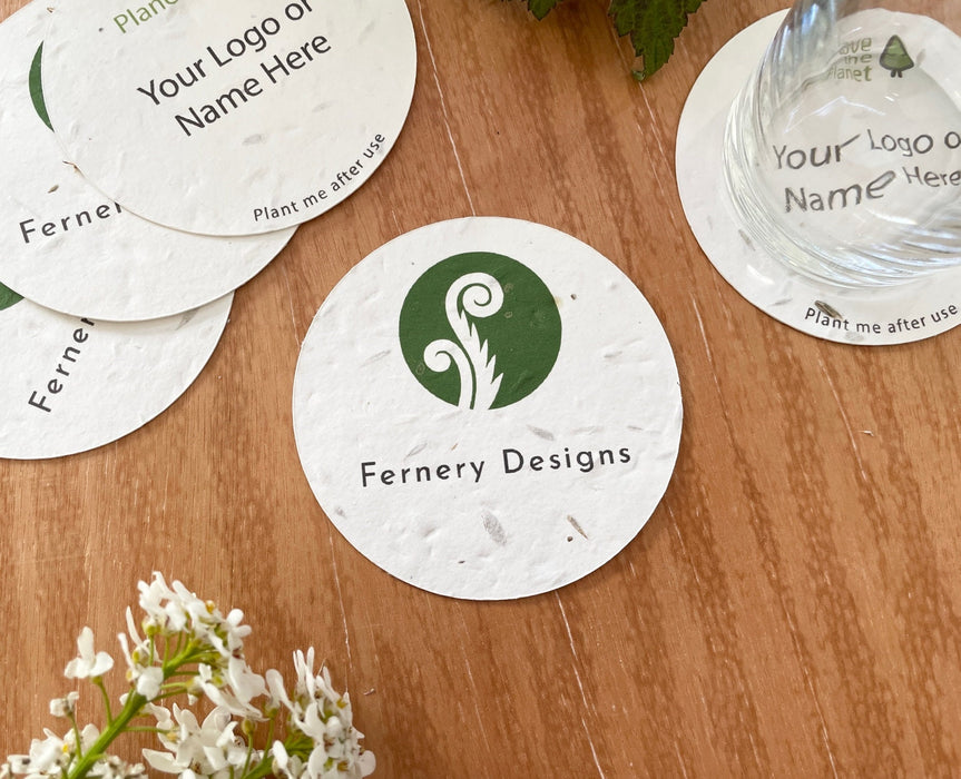 Wildflower Seeded Custom Printed Coasters - Beautiful 280gsm UK made seed card - Fernery Designs