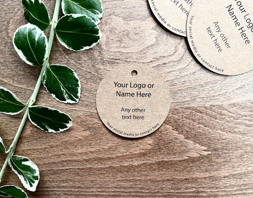 Custom Printed Small Round Recycled Kraft Tags - 5cm / 50mm - Fernery Designs