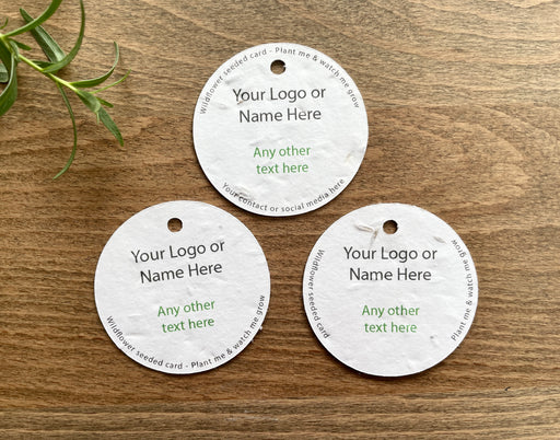 Round Wildflower Seed Tags, Custom Printed - c. 280gsm, Made in England - Fernery Designs