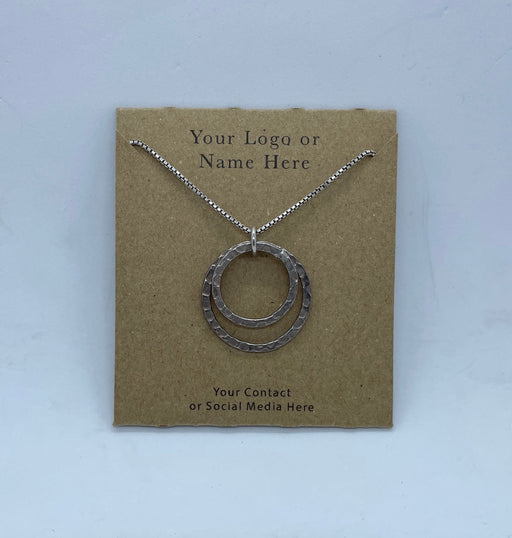 Custom Printed Kraft Necklace Pocket Display Cards - fold in pocket at back - c. 7.5cm x 6.5cm (folded size) - Fernery Designs